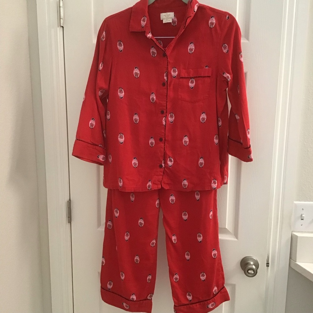 Kate Spade Red Pajama Set with Matroyshka doll (nesting doll) Design